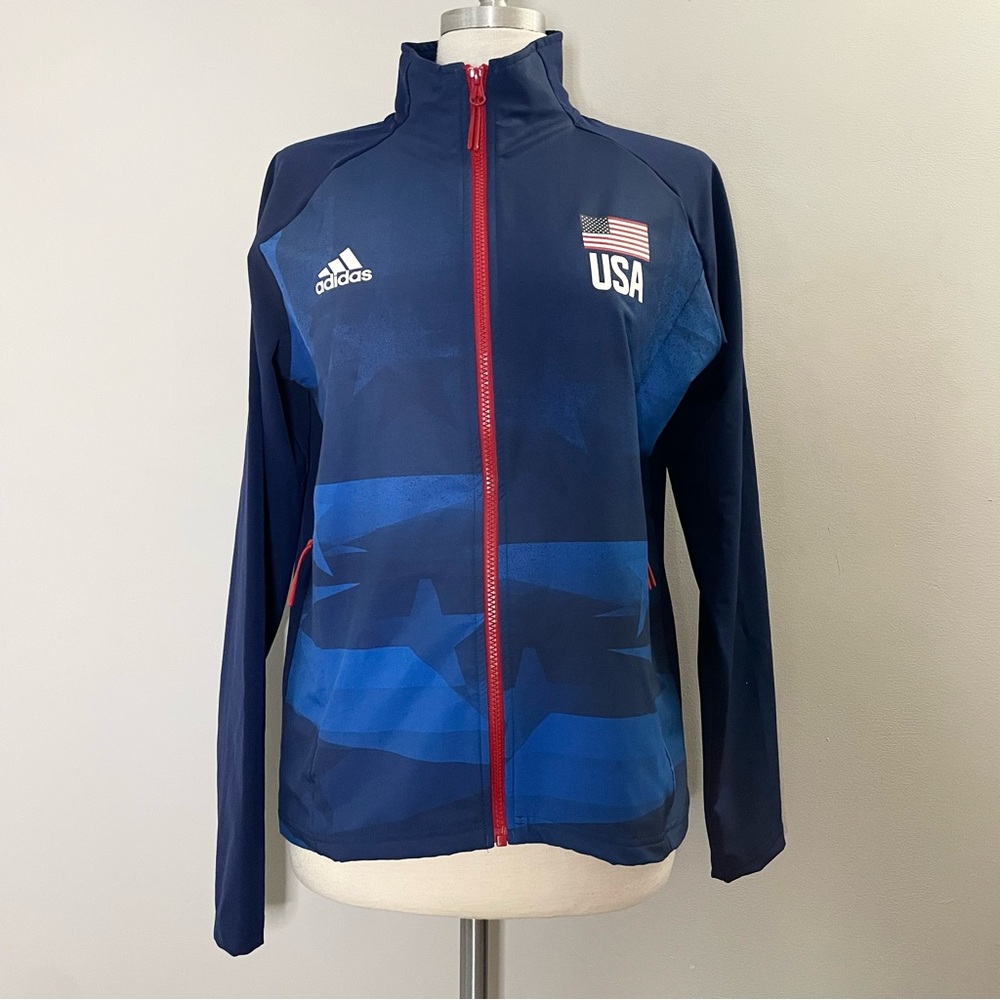 Adidas Women’s  Team USA Volleyball Full Zip Warm Up Training Jacket